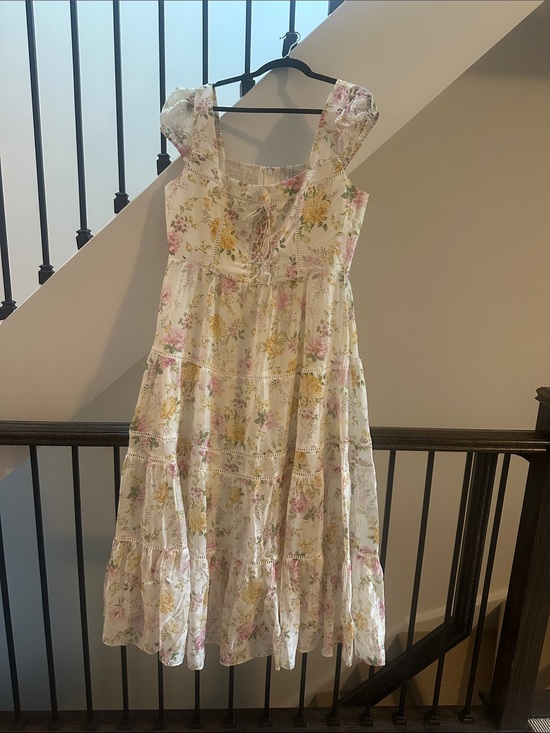 Ever New Dresses & Skirts - Ever New White Floral Sundress with Yellow and Pink Print